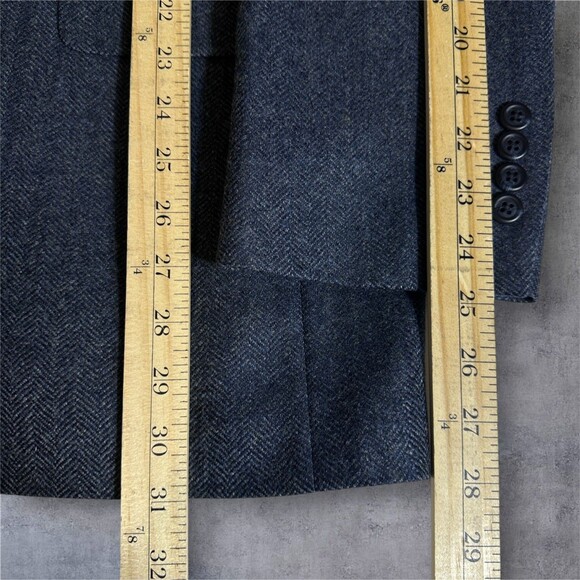 LANDS END Vintage Mans Blazer Sport coat Two button jacket 42R TWEED WOOL Navy - Picture 9 of 13